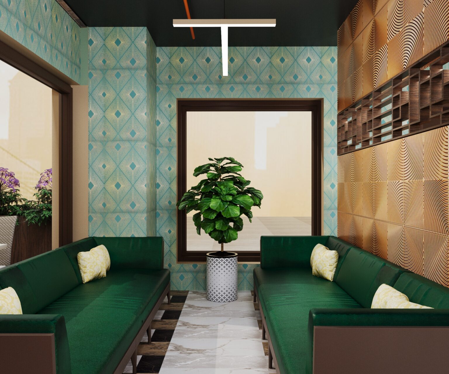 D1. Sofas at window